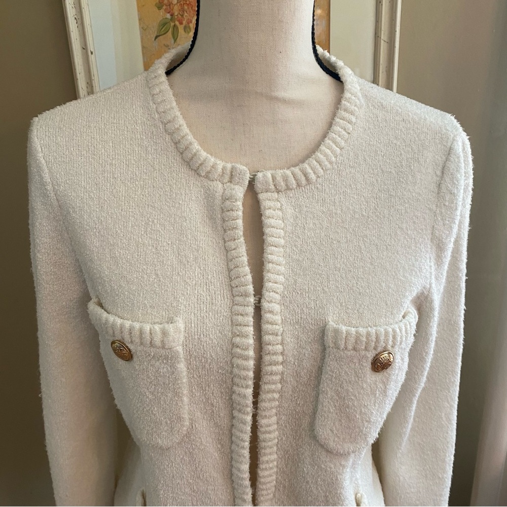 Rachel Zoe Cream Cardigan Sweater Gold Buttons Size: Small - Picture 3 of 12